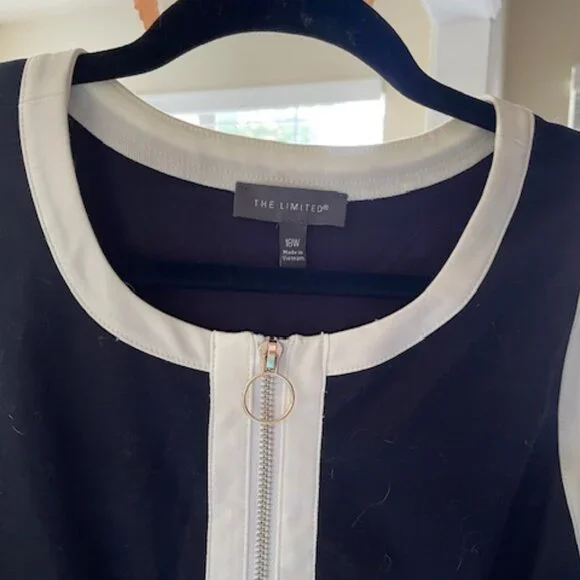 Limited Navy/White Sleeveless Front Zipper Dress Women’s 18W NWOT - Picture 4 of 13